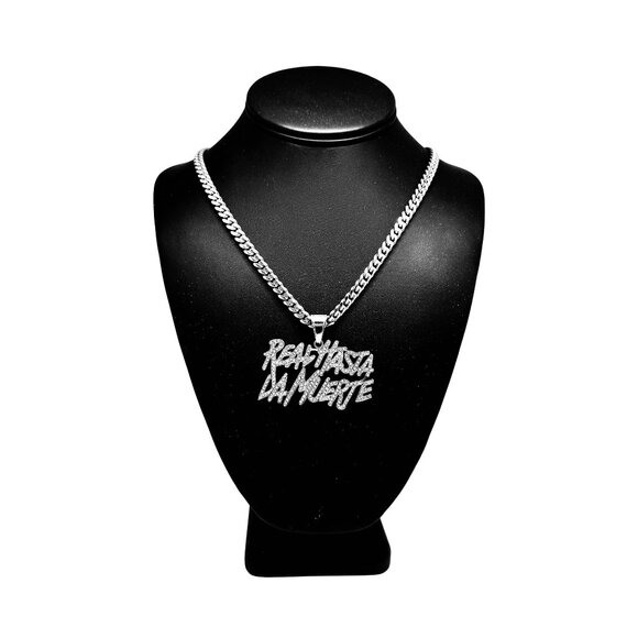 14k Gold Plated 'Real Hasta La Muerte' Pendant, 24 inches Cuban Necklace 24" - Picture 7 of 8